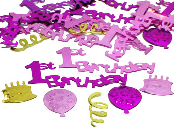 1st Birthday Confetti, Pink